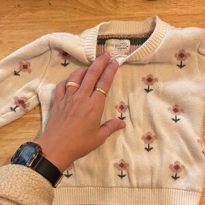 Cream Floral Baby Sweater
